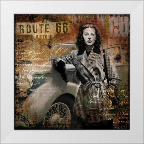Route 66 White Modern Wood Framed Art Print by Baker, Micha