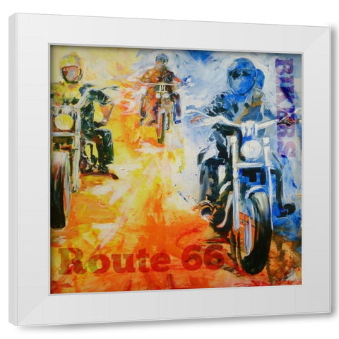 Route 66 White Modern Wood Framed Art Print by Luc