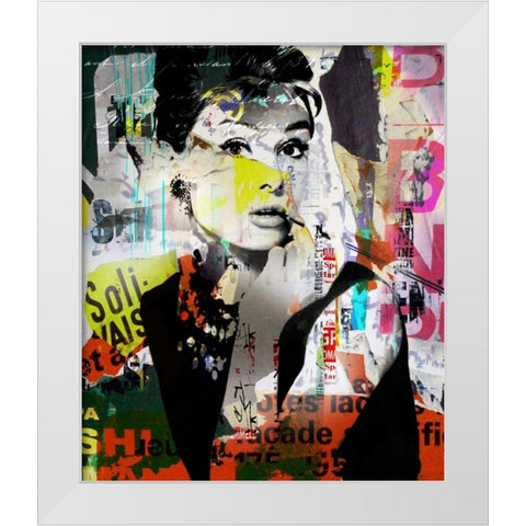 Audrey White Modern Wood Framed Art Print by Baker, Micha