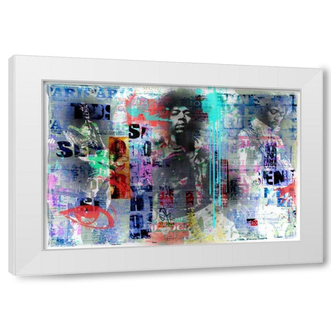 Jimmy Hendrix White Modern Wood Framed Art Print by Baker, Micha