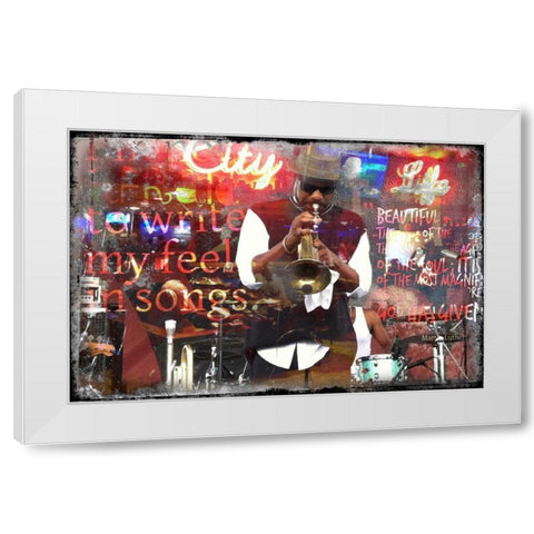 Jazz White Modern Wood Framed Art Print by Baker, Micha