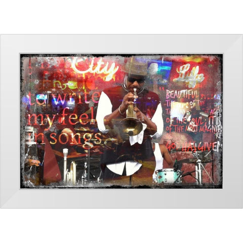Jazz White Modern Wood Framed Art Print by Baker, Micha