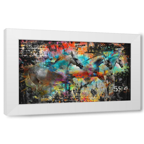 Horses White Modern Wood Framed Art Print by Baker, Micha