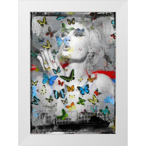Butterfly White Modern Wood Framed Art Print by Baker, Micha