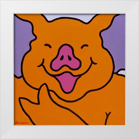 its great to be a pig White Modern Wood Framed Art Print by Shunyam, van Steveninck