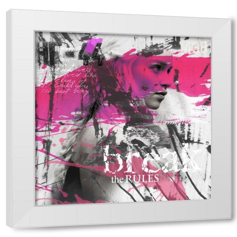 Break the rules White Modern Wood Framed Art Print by Baker, Micha
