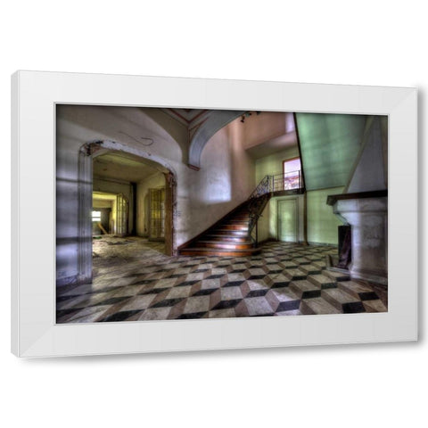 Chateau le chat noir White Modern Wood Framed Art Print by Sneeuw, Ivo