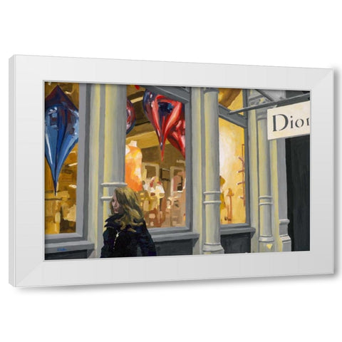 Shopping White Modern Wood Framed Art Print by Hofstra,HJ