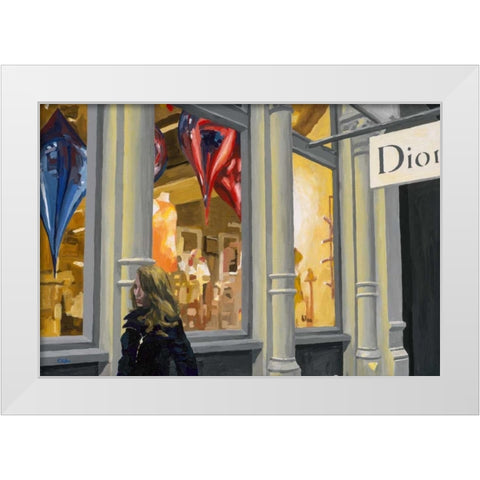 Shopping White Modern Wood Framed Art Print by Hofstra,HJ