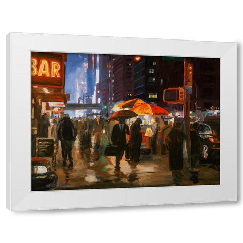 New York 6th avenue White Modern Wood Framed Art Print by Hofstra,HJ