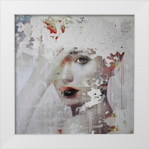 Keep Calm White Modern Wood Framed Art Print by Baker, Micha