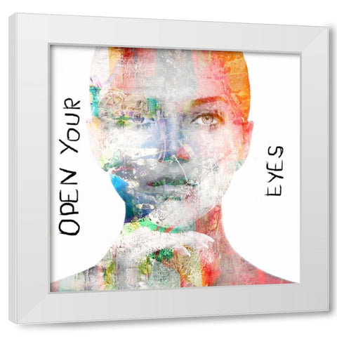 Open your Eyes White Modern Wood Framed Art Print by Baker, Micha