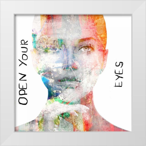 Open your Eyes White Modern Wood Framed Art Print by Baker, Micha