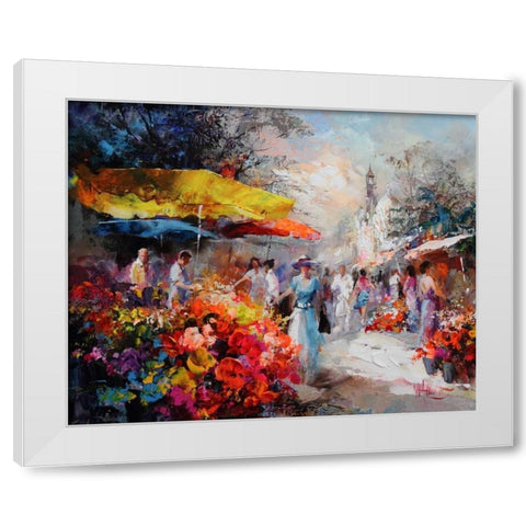 Market place III White Modern Wood Framed Art Print by Haenraets, Willem