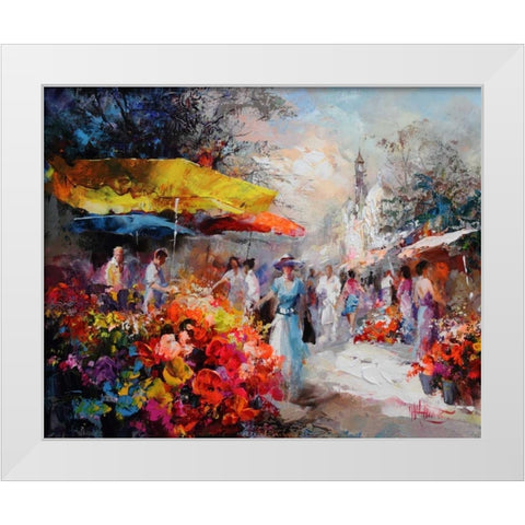 Market place III White Modern Wood Framed Art Print by Haenraets, Willem