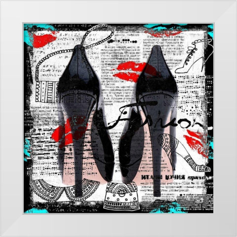 High heels I White Modern Wood Framed Art Print by Baker, Micha