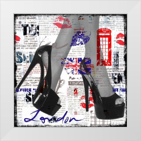 High heels II White Modern Wood Framed Art Print by Baker, Micha