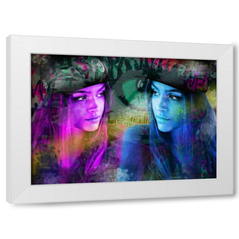 Blue Violet White Modern Wood Framed Art Print by de Haas, Mascha