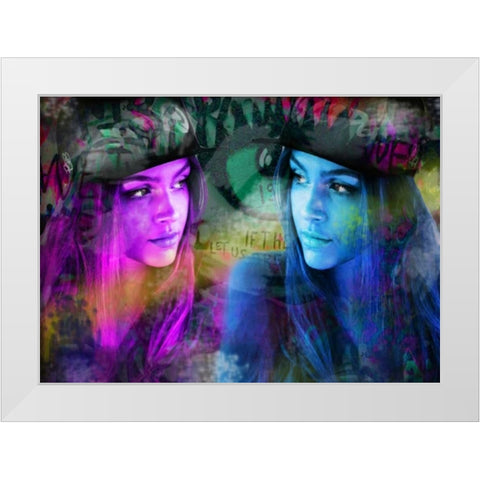 Blue Violet White Modern Wood Framed Art Print by de Haas, Mascha