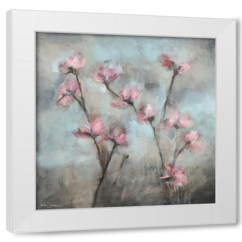 Pink Flowers I White Modern Wood Framed Art Print by Simonis, Julia