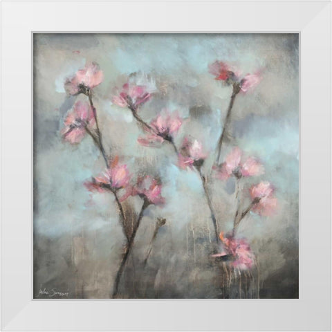 Pink Flowers I White Modern Wood Framed Art Print by Simonis, Julia