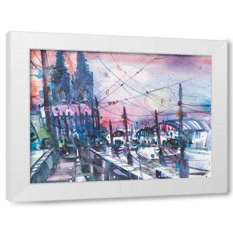 Cologne White Modern Wood Framed Art Print by Mattern, Andreas
