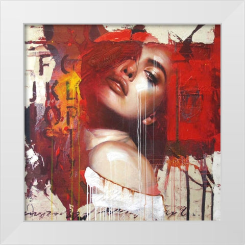 Need to know White Modern Wood Framed Art Print by Bakker, Jochem