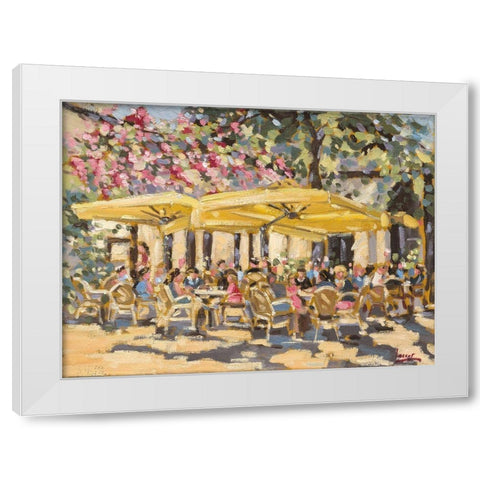 Market terrace White Modern Wood Framed Art Print by Laceur, Nicole