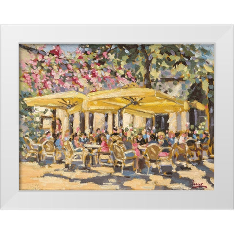 Market terrace White Modern Wood Framed Art Print by Laceur, Nicole