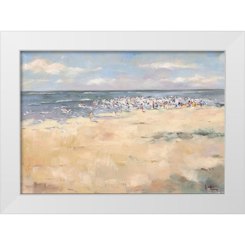 Beach time White Modern Wood Framed Art Print by Laceur, Nicole