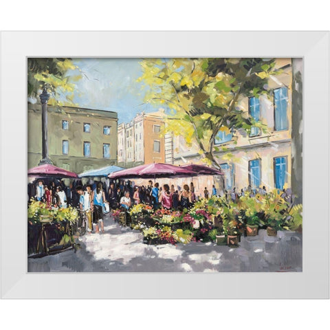 Market time White Modern Wood Framed Art Print by Laceur, Nicole