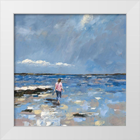 Walking in water White Modern Wood Framed Art Print by Laceur, Nicole