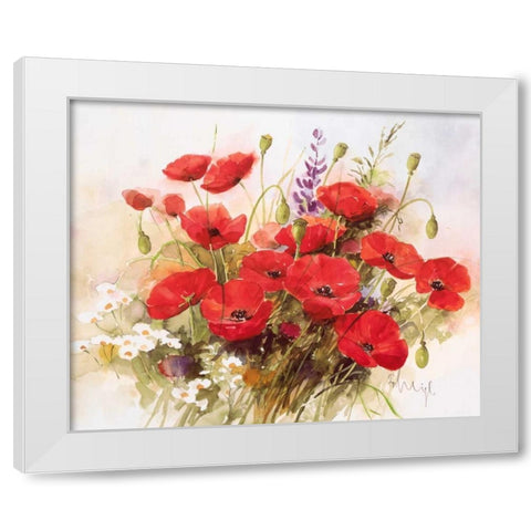 Flower composition III White Modern Wood Framed Art Print by Heigl, Franz