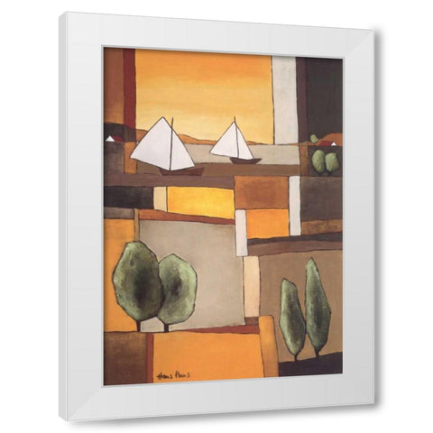Two Boats II White Modern Wood Framed Art Print by Paus, Hans
