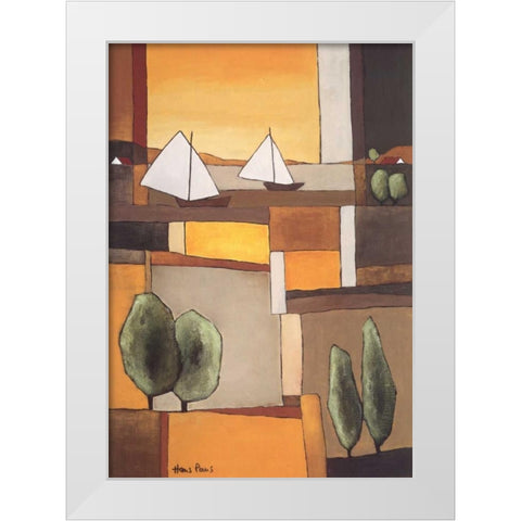 Two Boats II White Modern Wood Framed Art Print by Paus, Hans