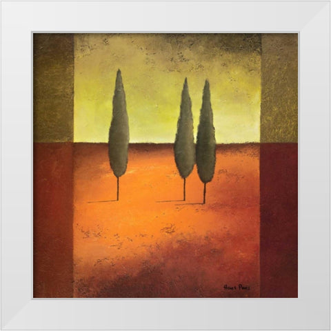 Trees IV White Modern Wood Framed Art Print by Paus, Hans