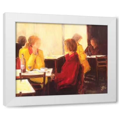 A good conversation I White Modern Wood Framed Art Print by Roseboom, Jettie