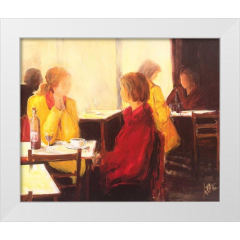 A good conversation I White Modern Wood Framed Art Print by Roseboom, Jettie