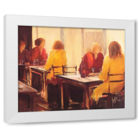 A good conversation II White Modern Wood Framed Art Print by Roseboom, Jettie