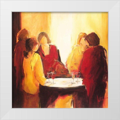 Meeting place II White Modern Wood Framed Art Print by Roseboom, Jettie