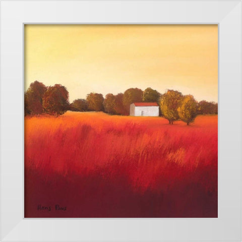 Scarlet Landscape II White Modern Wood Framed Art Print by Paus, Hans