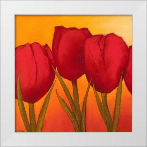 Be in full bloom I White Modern Wood Framed Art Print by Schrooten, Andre