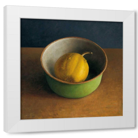 Green bowl I White Modern Wood Framed Art Print by van Riswick, Jos