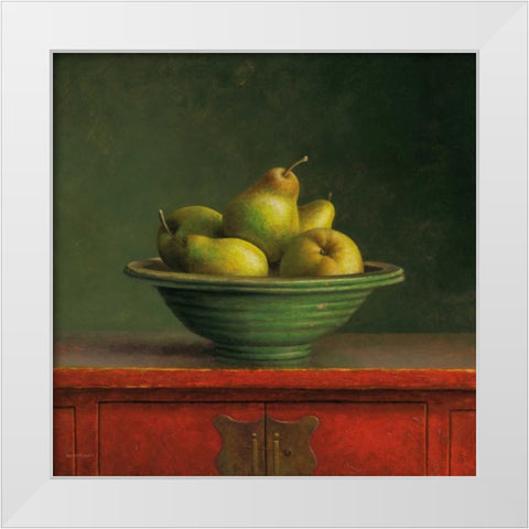 Pears White Modern Wood Framed Art Print by van Riswick, Jos