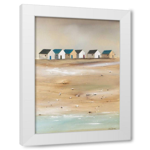 Beach cabins III White Modern Wood Framed Art Print by Jauneau, Jean