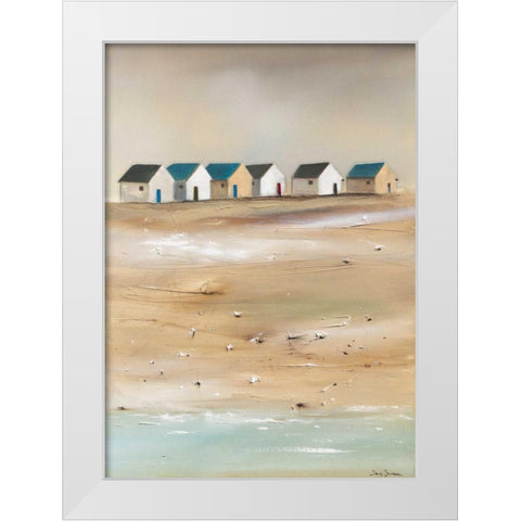 Beach cabins III White Modern Wood Framed Art Print by Jauneau, Jean