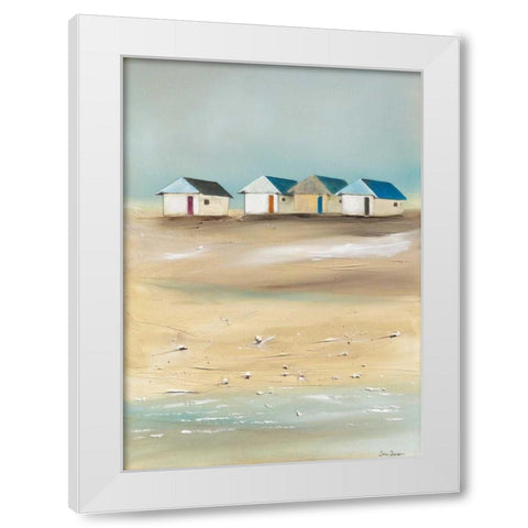 Beach cabins IV White Modern Wood Framed Art Print by Jauneau, Jean