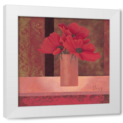 Composition in red I White Modern Wood Framed Art Print by Paus, Hans
