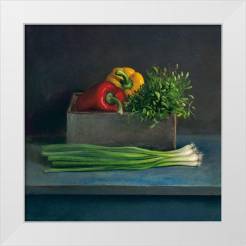 Still Live with Paprika White Modern Wood Framed Art Print by van Riswick, Jos