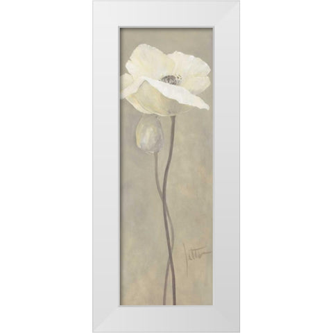 Poppy in white IV White Modern Wood Framed Art Print by Roseboom, Jettie